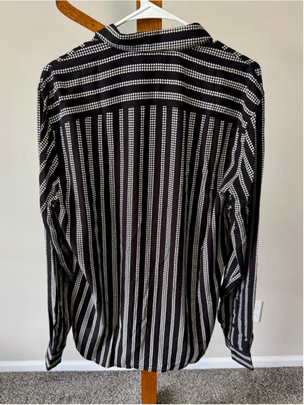 Men's The Kooples PDP Lines Black & White Dot/Stripe Button Down Shirt M NWT - Picture 12 of 16